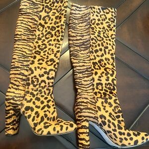 Antonio Melani Leopard Print Knee-High Boots
